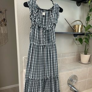 Universal Thread Blue/Teal Plaid tiered midi dress